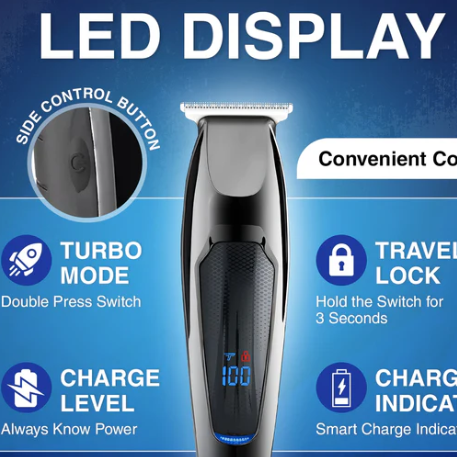 Masina de tuns profesionala VGR V670, afisaj digital, incarcare USB, lama inox