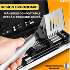 Set ustensile pentru gratar  26 piese, otel inoxidabil,geanta transport aluminiu captusita 43x27x8cm
