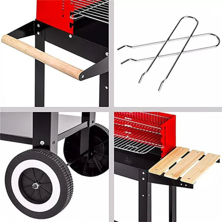 Gratar Carbune Mobil cu Roti, Dimensiuni 86.5x41.5x81.5 cm