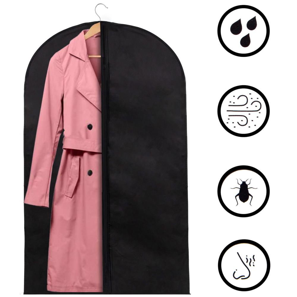 Husa de haine, pe umeras, impermeabila, negru, 60x90 cm