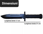Cuțit tactic multifuncțional pentru camping, lamă fixă 17 cm, teacă și accesorii