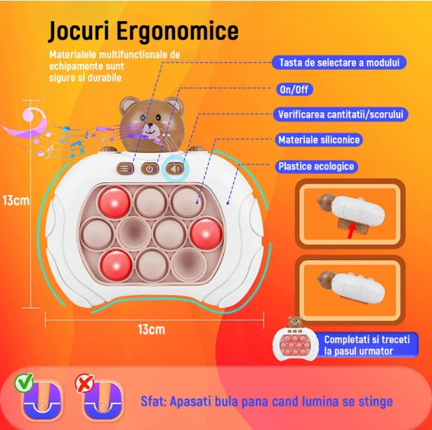 Jucarie interactiva Pop It, antistres, silicon, OUYLAF, Multicolor