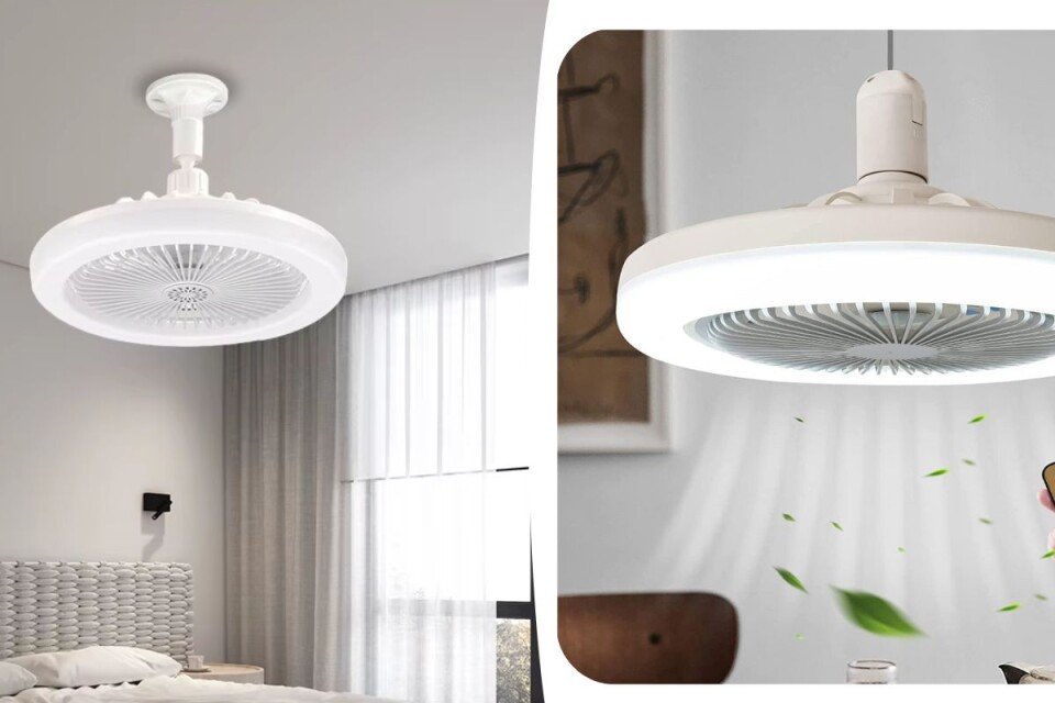 Ventilator de tavan JinVent cu lumina LED, 3500-6500K, 3 moduri + telecomanda