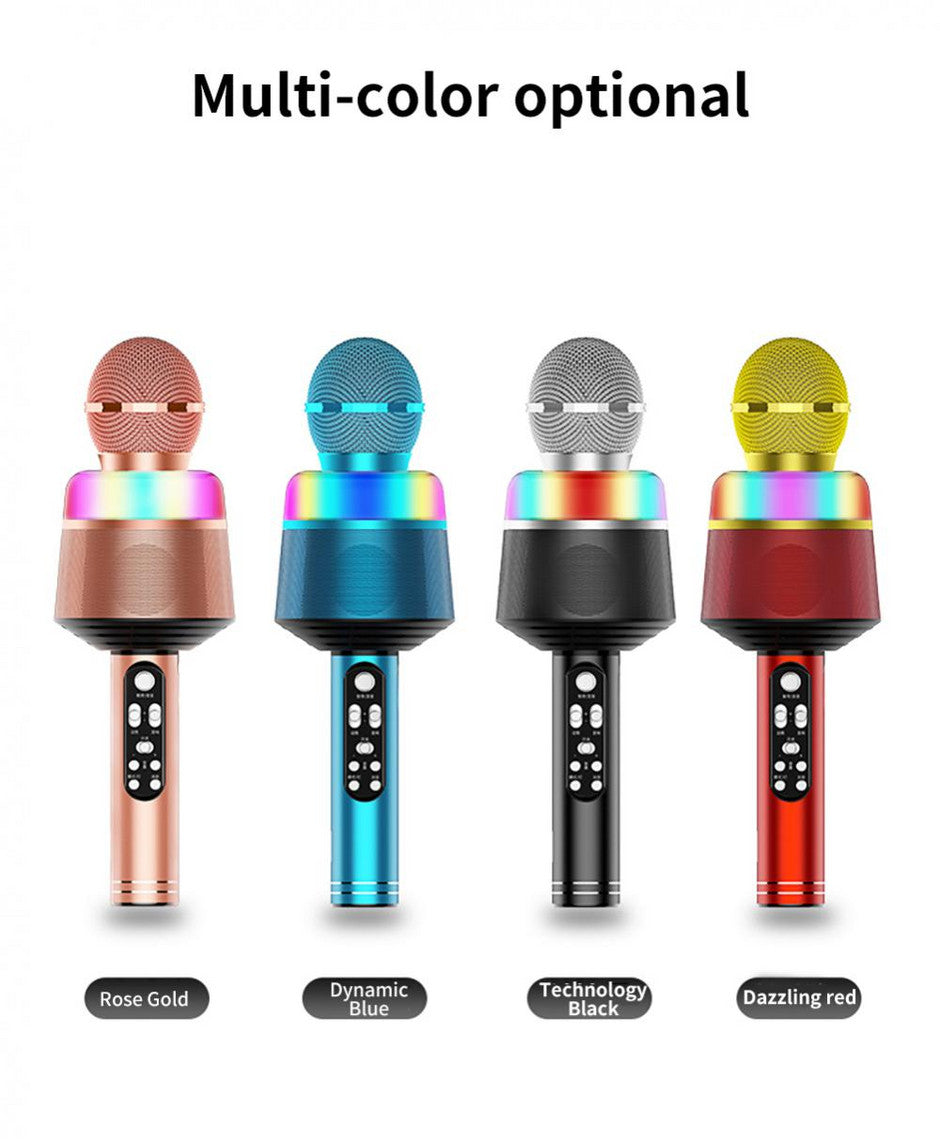 Microfon 2 în 1, Difuzor LED Recorder, Karaoke, USB, compatibil iOS și Android – imagine 6