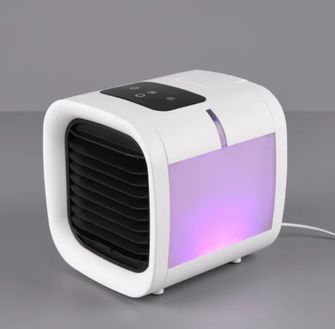 Ventilator cu pulverizare apa, Lampa veghe RGB, Afisaj digital temperatura, Alimentare USB