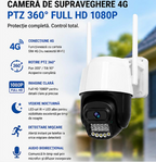 CAMERA DE SUPRAVEGHERE 4G PTZ 360 FULL HD 1080P EXTERIOR ROTIRE PAN TILT VEDERE NOCTURNA DETECTARE MISCARE NOCTURNA SIM 4G