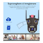 Camera de Supraveghere Tripla WIFI, 12MP, Exterior/Interior, Ultra HD, 5X zoom, Rotire, Leduri, Lumina, Comunicare Bidirectionala, Alarma, Senzor Miscare, 4G