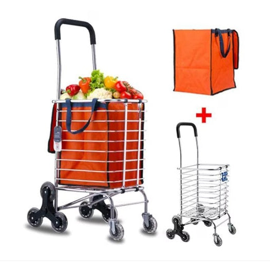 Carucior cumpărături aluminiu Pliabil, 4 roți (spate triple, față simple)