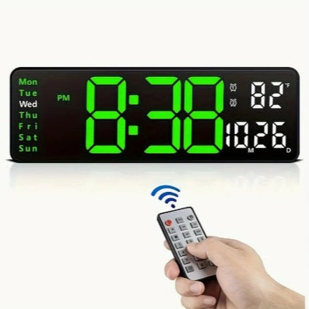 Ceas digital de perete cu telecomandă, alarmă dublă, temporizator, afișaj pentru temperatură și dată, alimentat prin USB, 10 niveluri de luminozitate, cadou de Ziua Îndrăgostiților/Ziua Mamei/Anul Nou, Montat pe perete