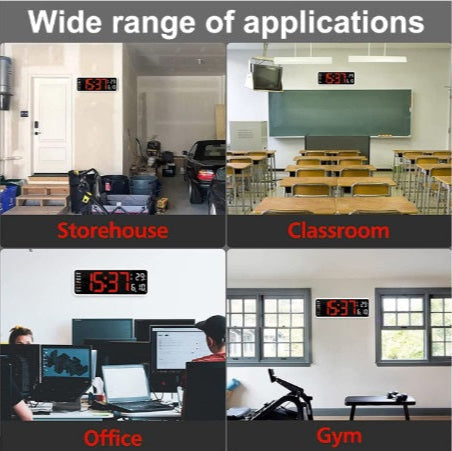 Ceas digital de perete cu telecomandă, alarmă dublă, temporizator, afișaj pentru temperatură și dată, alimentat prin USB, 10 niveluri de luminozitate, cadou de Ziua Îndrăgostiților/Ziua Mamei/Anul Nou, Montat pe perete