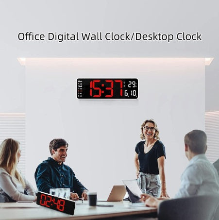 Ceas digital de perete cu telecomandă, alarmă dublă, temporizator, afișaj pentru temperatură și dată, alimentat prin USB, 10 niveluri de luminozitate, cadou de Ziua Îndrăgostiților/Ziua Mamei/Anul Nou, Montat pe perete