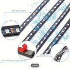 Banda LED Auto 4 buc 2x120cm, 2x150cm benzi luminoase auto cu lumină neon RGB pentru accent, lumină inferioară cu telecomandă wireless, benzi luminoase pentru caroserie auto, Furgonetă SUV Camion