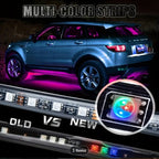 Banda LED Auto 4 buc 2x120cm, 2x150cm benzi luminoase auto cu lumină neon RGB pentru accent, lumină inferioară cu telecomandă wireless, benzi luminoase pentru caroserie auto, Furgonetă SUV Camion