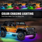 Banda LED Auto 4 buc 2x120cm, 2x150cm benzi luminoase auto cu lumină neon RGB pentru accent, lumină inferioară cu telecomandă wireless, benzi luminoase pentru caroserie auto, Furgonetă SUV Camion