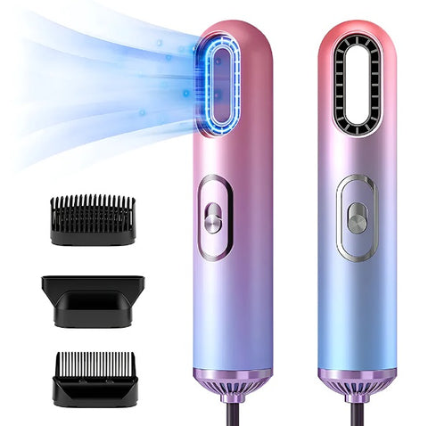 Uscator de Par 3 in 1,Perie de par,  aparat multifunctional coafare si uscare, 3 accesorii incluse, 1200W, multicolor pastel