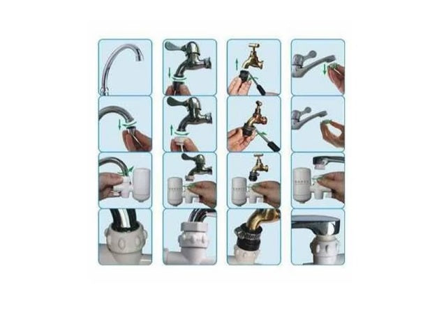 Filtru pentru apa curenta Water Purifier, tip robinet, carbune activ cu Set 2 x Cartus rezerva