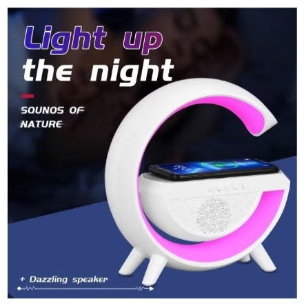 Lampa 3 in 1 RGB cu lumina ambientala, incarcare wireless, speaker, conexiune bluethoot, UA