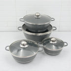 Set de vase ( OALE ) de gătit antiaderente Hot Chef, 10 piese – Caserole premium din marmură granit cu capace de sticlă și caserolă joasă, set de bucătărie durabil, fără PFOA, sănătos și elegant