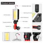 Lampă de lucru reîncărcabilă, acumulator, lumini de lucru LED magnetice, lumini de lucru LED portabile cu cârlig și magnet, lumină mecanică super strălucitoare de 700lm pentru iluminatul șantierului, reparații auto, casă, garaj