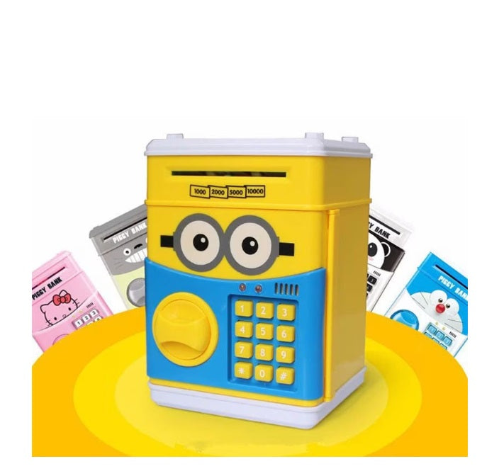 Pușculiță interactivă pentru copii cu functie ATM cod PIN si seif, Minion