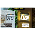 Număr de casă din oțel inoxidabil cu panou solar, Iluminare 10 leduri – imagine 2