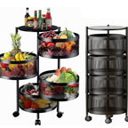 Raft Mobil cu 4 Sertare Rotative – Organizator Bucătărie, Depozitare Fructe și Legume