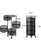 Raft Mobil cu 4 Sertare Rotative – Organizator Bucătărie, Depozitare Fructe și Legume