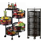 Raft Mobil cu 4 Sertare Rotative – Organizator Bucătărie, Depozitare Fructe și Legume