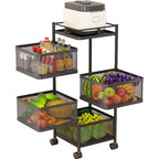 Raft patrat cu 4 etaje, suport mobil cu sertare rotative, organizator camara, orgabizator bucatarie Homedit, ( pătrat )