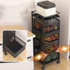 Raft patrat cu 4 etaje, suport mobil cu sertare rotative, organizator camara, orgabizator bucatarie Homedit, ( pătrat )