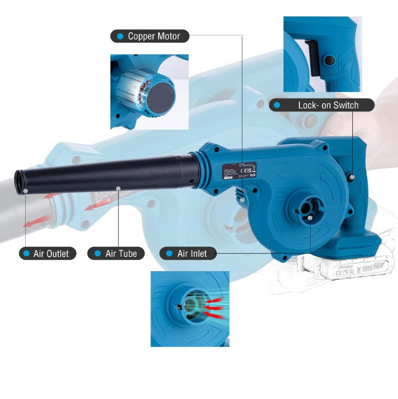 Suflantă de frunze fără fir, acumulator inclus, 48 W