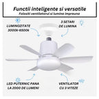 Ventilator de Tavan cu Lumina LED 2 in 1, Telecomanda Inclusa, 3 Trepte Viteza, Temperatura Culoare Reglabila 40W