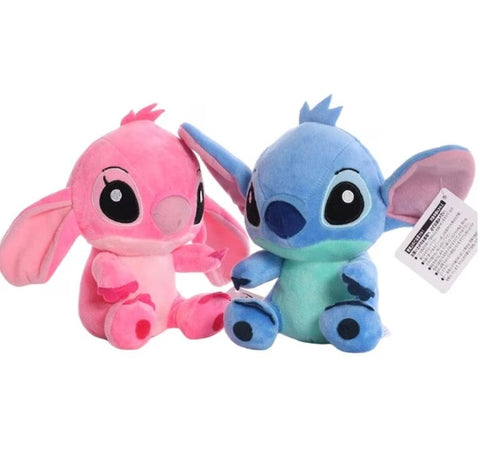 Set 2 Jucării de pluș, Disney, Model Lilo și Stich, 20cm, Albastru/Roz