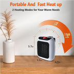 Încălzitor electric cu ventilator, conectare la priză pe perete, 500 W, Afișaj LED, 14x12 cm