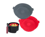 Set 2 oala de silicon pentru friteuza de aer,  Sigur si non-toxic, Rezistent la caldura pana la 230°C, Reutilizabil, Usor de utilizat si de curatat, Silicon, 21x19.5cm, multicolor