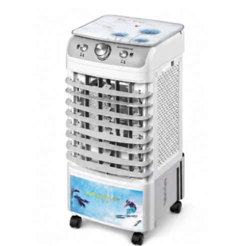 Răcitor de Aer Portabil Oujisang Air Cooler, 50W, 3 Viteze, Rezervor de Apă, Oscilație Automată, Flux de Aer Reglabil, 4 Roți, Alb