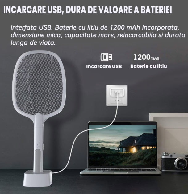 Paletă cu Descărcare Electrică Anti-Insecte, Țânțari, Muște, Molii, UV