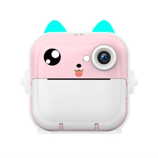 Camera foto instant pentru copii, Aparat Foto-Video FULL HD pentru copii, cu functie de printare, ecran LCD de 2.4 inch, 3 role incluse, snur de sustinere