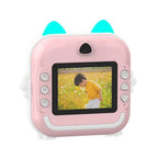 Camera foto instant pentru copii, Aparat Foto-Video FULL HD pentru copii, cu functie de printare, ecran LCD de 2.4 inch, 3 role incluse, snur de sustinere