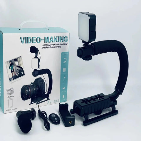 Kit stabilizator video AY-49U cu lumină LED și microfon