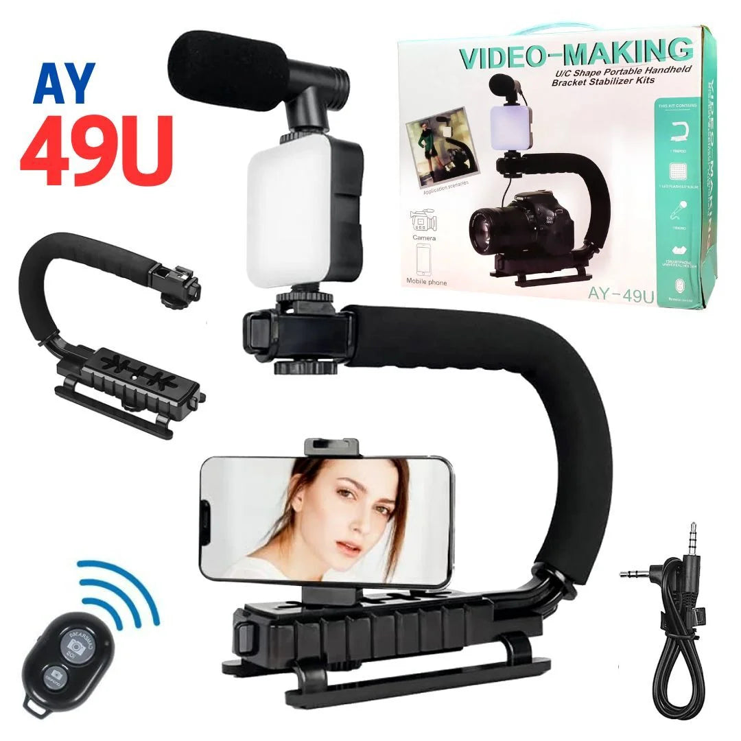 Stabilizator video AY-49U cu microfon și iluminare