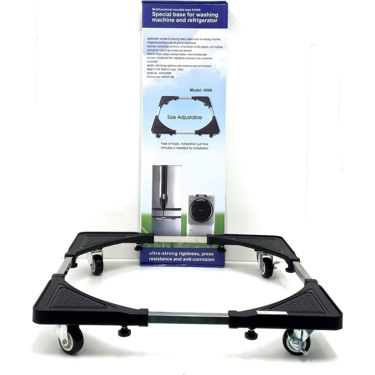 Bază mobilă reglabilă pentru mașină de spălat și frigider, 69-96 cm, 120 kg, model 0096