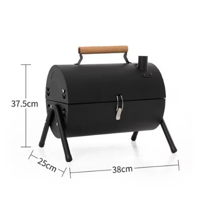 Gratar, mic portabil, de uz casnic, multifunctional, carbune, cu tigaie pentru gratar, design zona de gratar cu doua fete, suport triunghiular stabil, echipat cu orificii, negru si alb, 37X25X38CM