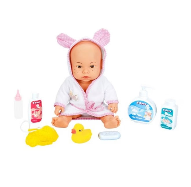 Set de baie pentru bebelusi, 7 accesorii, alb, 35 cm – imagine 2