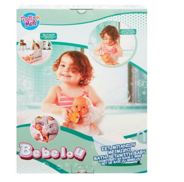 Set de baie pentru bebelusi, 7 accesorii, alb, 35 cm – imagine 4