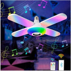Bec cu 4 brațe, Lampa LED RGB, E27, boxă bluetooth, muzică, telecomandă
