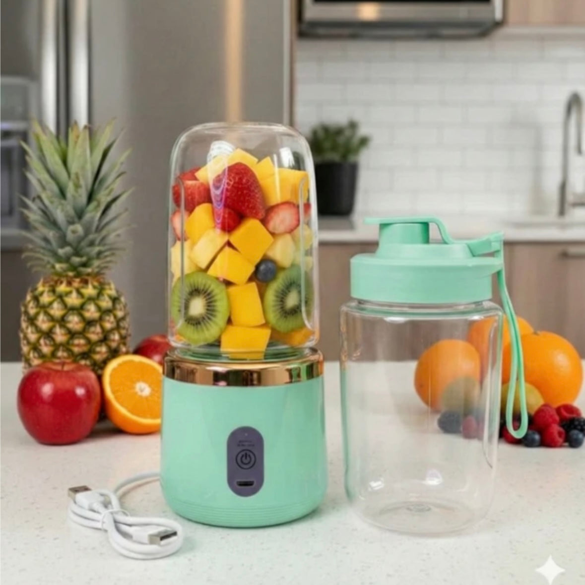 Blender portabil reîncărcabil RK-02 cu două recipiente de 400 ml