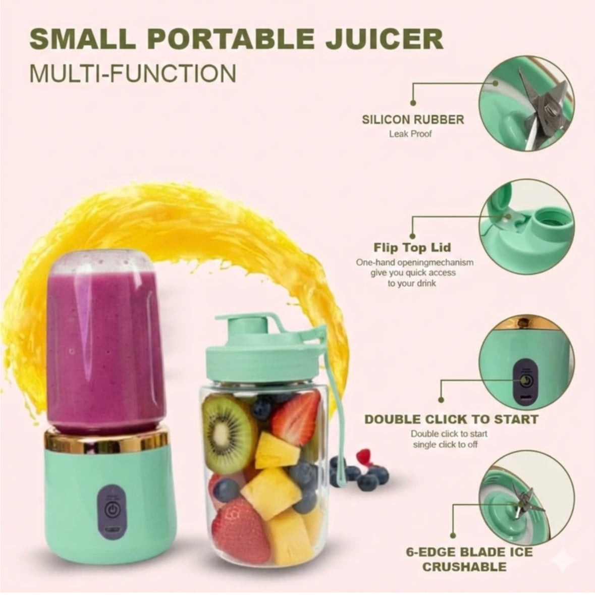 Blender USB RK-02 pentru smoothie-uri și shake-uri