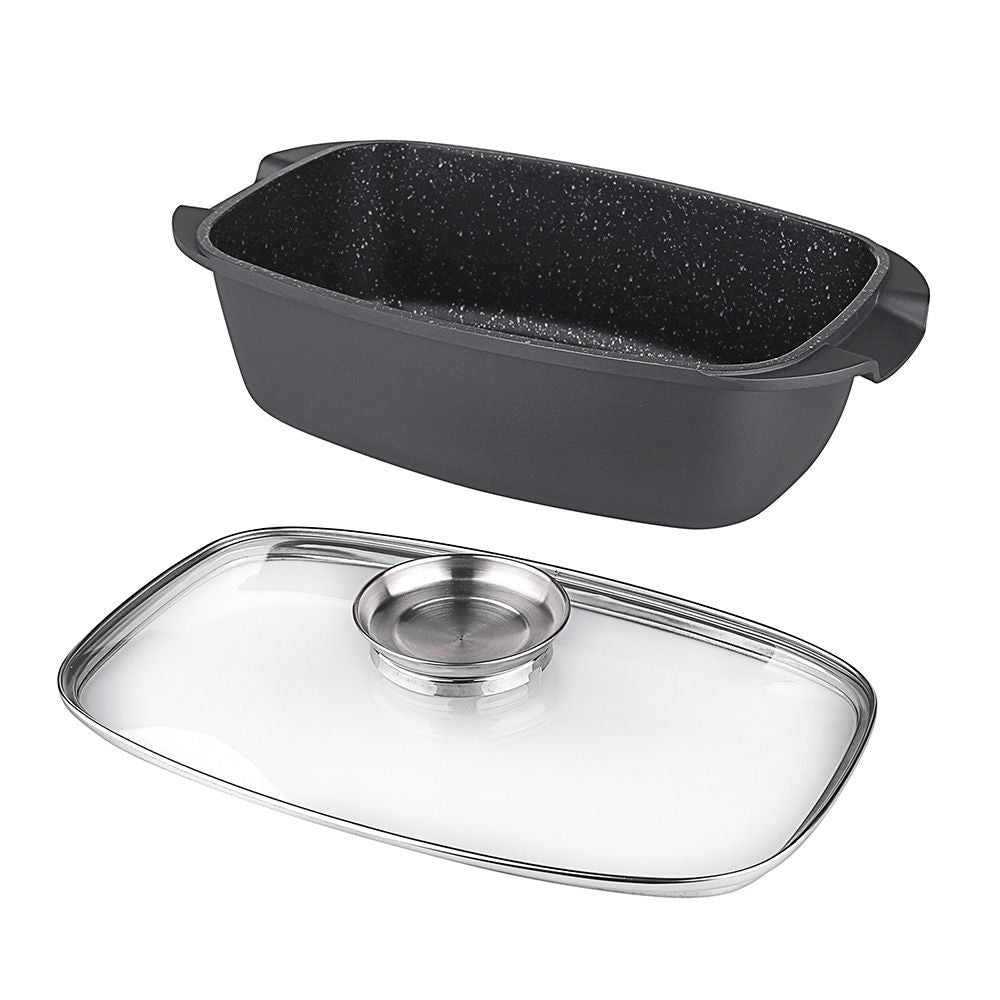 Tavă marmorată Royalty Line, 32 cm, cu capac și capacitate 5 L