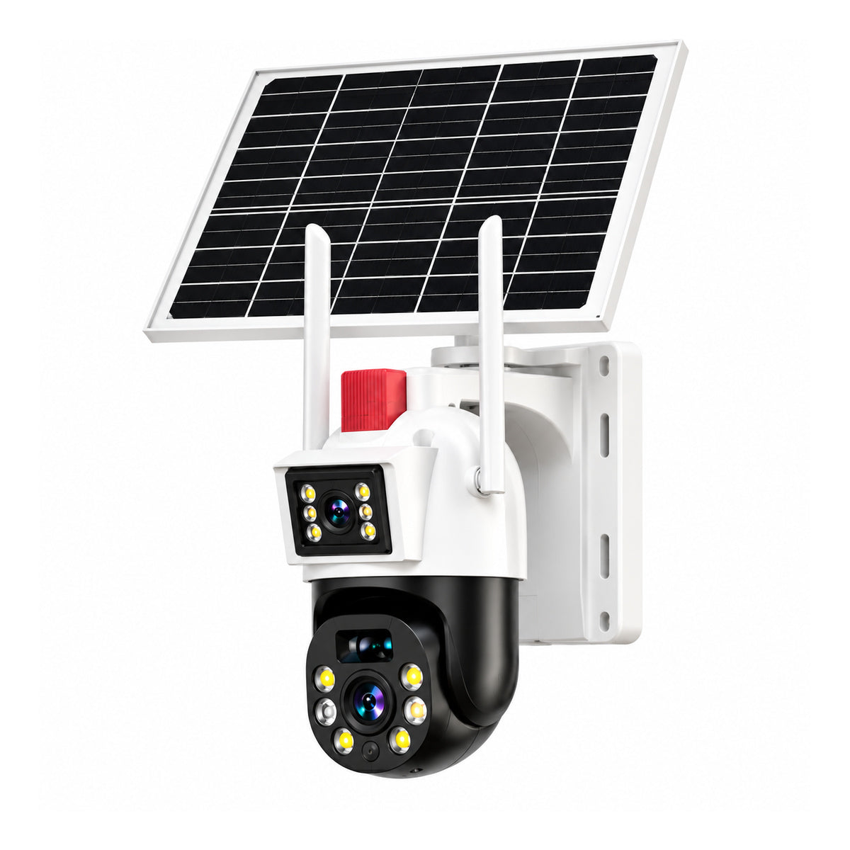 Cameră de supraveghere JE-187 cu panou solar, vedere completă pe fundal alb